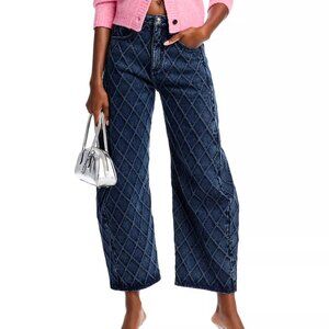 318$ rag & bone Allover Quilted Charlie Barrel Jeans High Rise Size 29 Blue